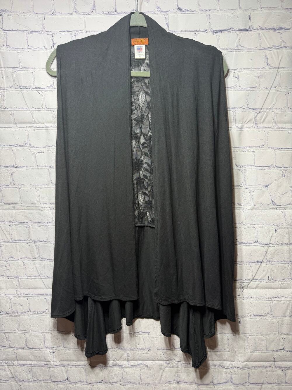 Scully Honey Creek Lace Knit Vest Black Sz XL Whimsigoth Western Layer